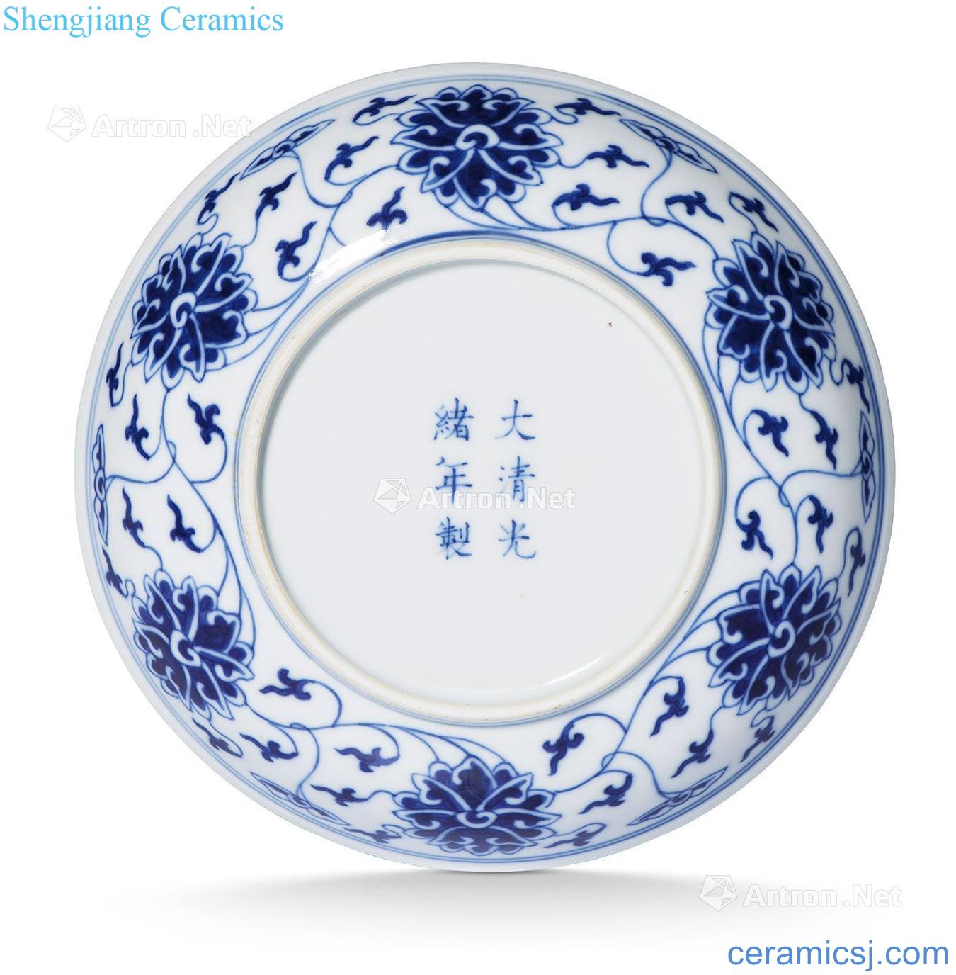 Qing guangxu Blue and white tie up lotus flower tray (four)
