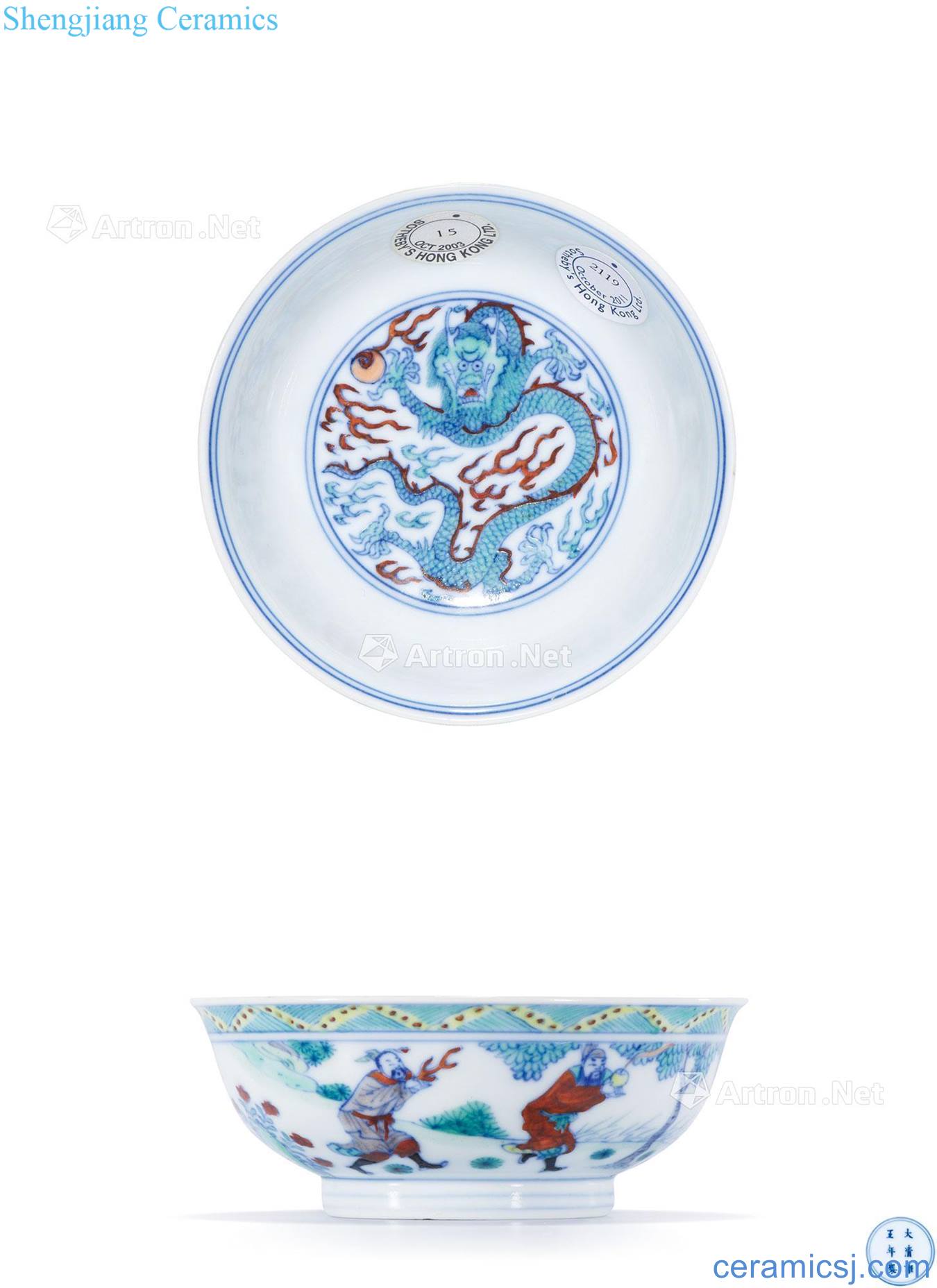 Qing yongzheng eight pretty up chunks grain bucket color bowl
