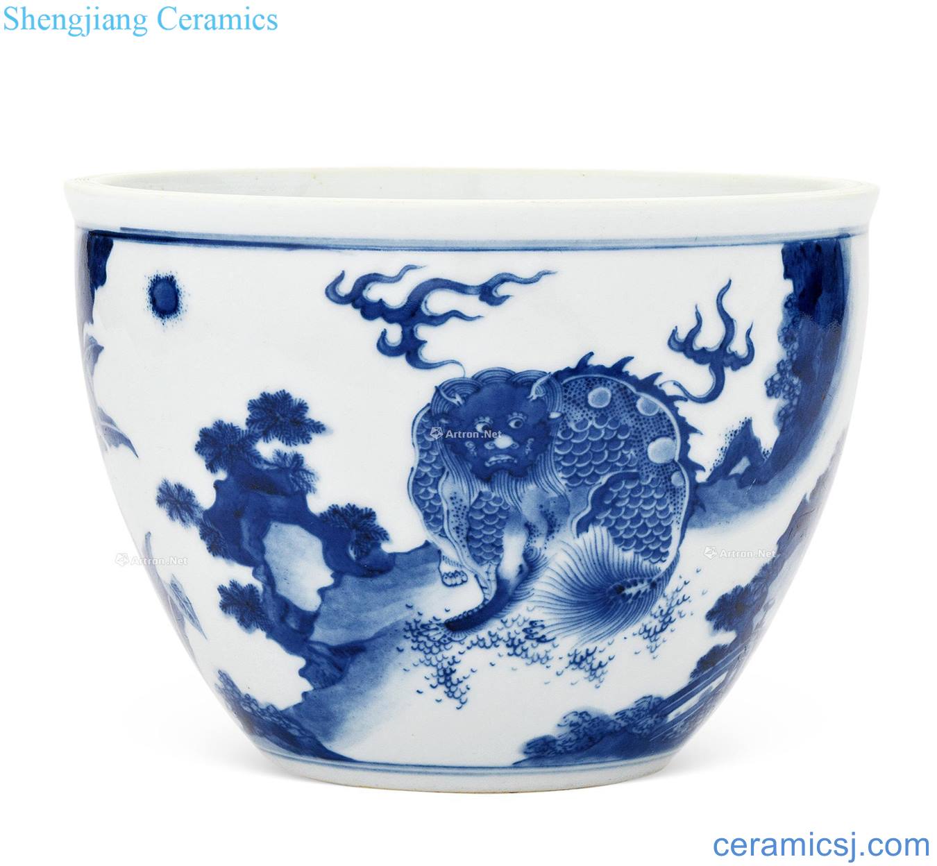 Ming chongzhen Blue and white benevolent cylinder volume