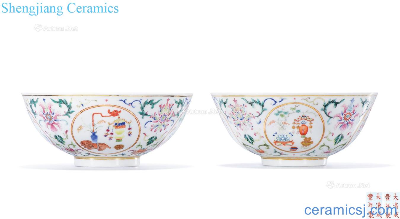 Qing xianfeng pastel medallion good harvest flowers green-splashed bowls bound branches (a)