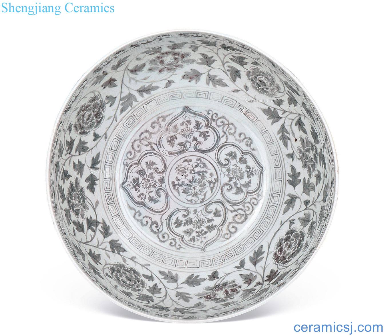 Ming hongwu Youligong ruyi cloud bound peony chrysanthemum grain big bowl