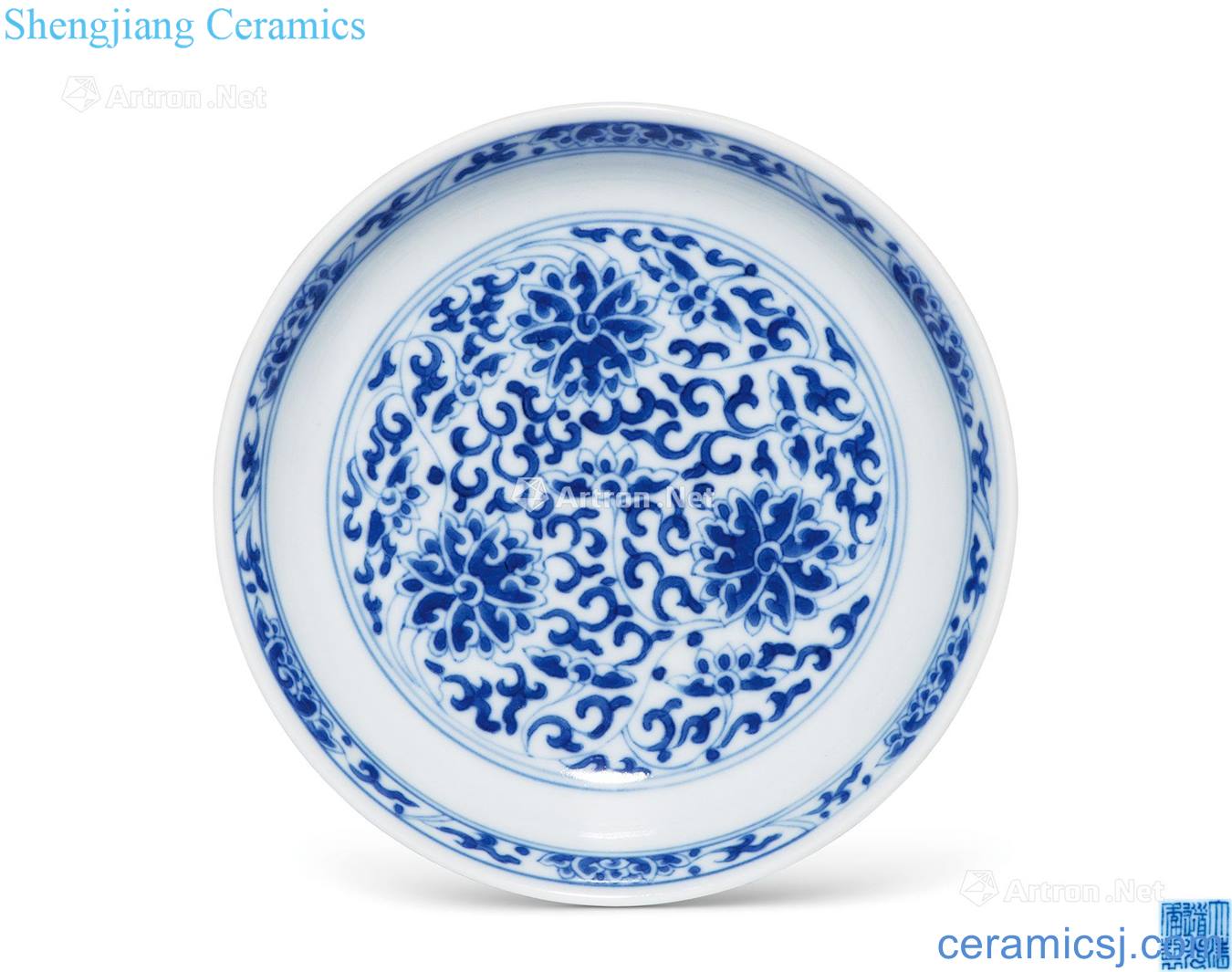 Qing daoguang Blue and white lotus flower tray