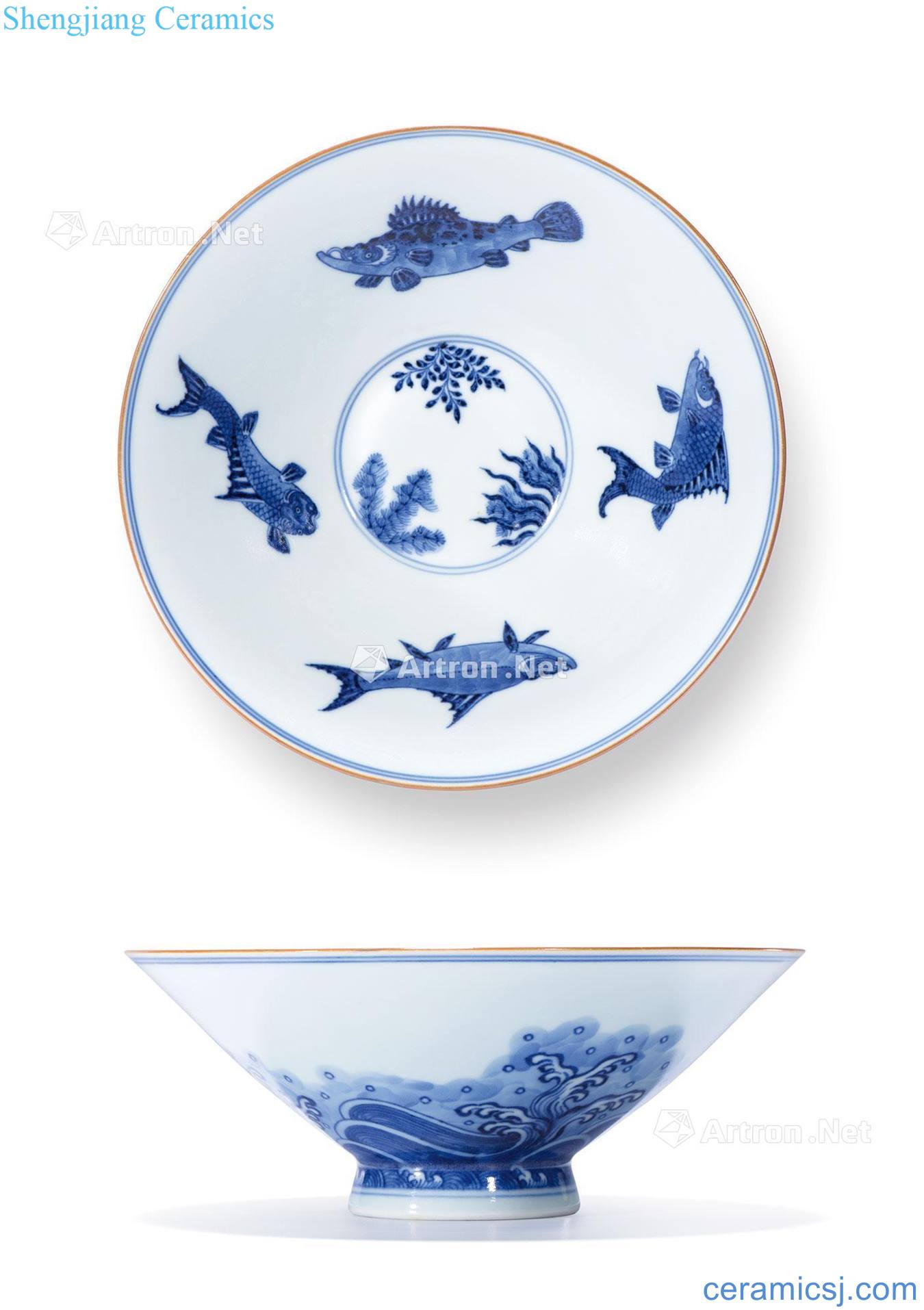 Qing qianlong Blue sky wave grain hat to bowl