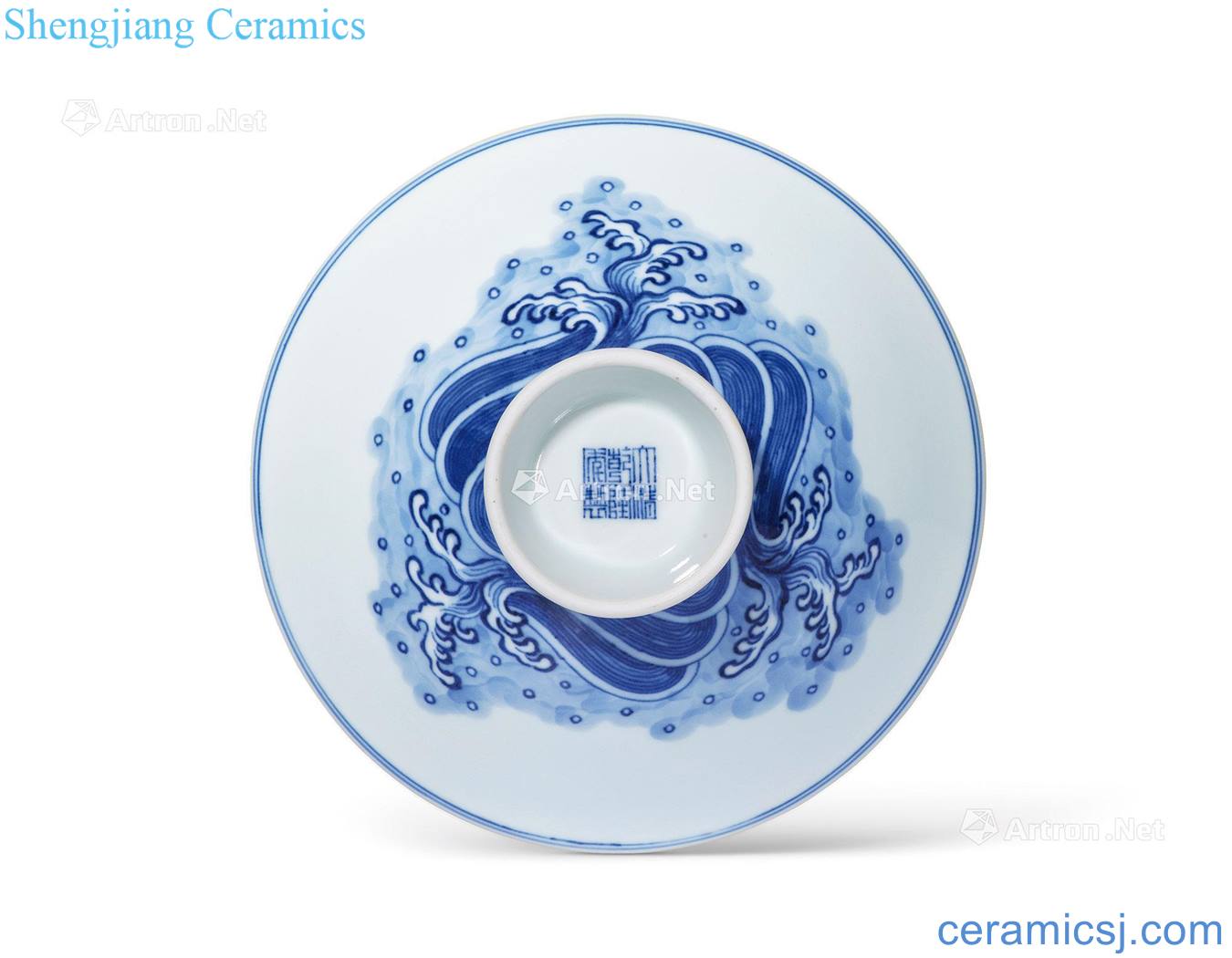 Qing qianlong Blue sky wave grain hat to bowl
