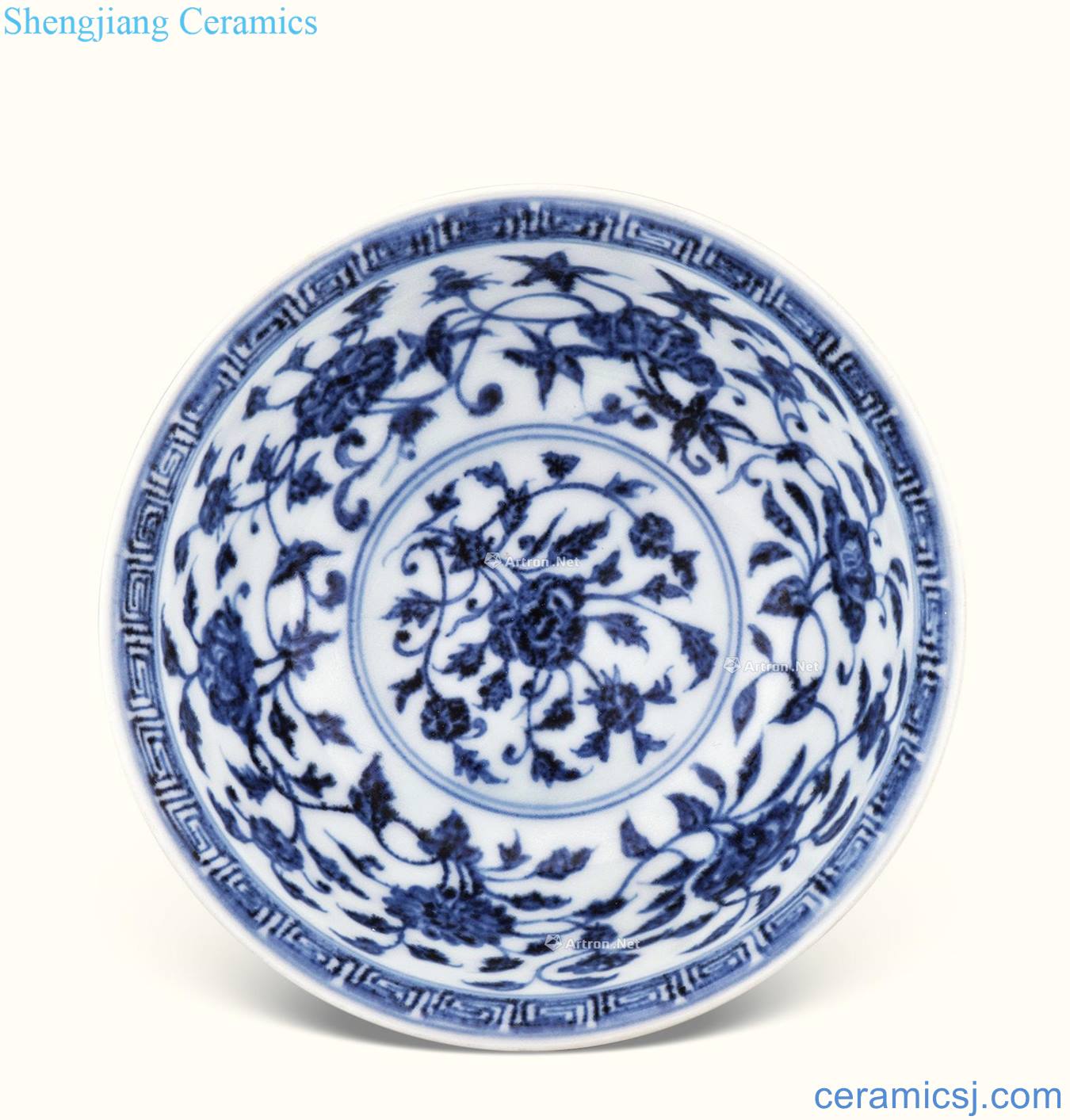 Ming yongle Blue and white flower bowls bound branches