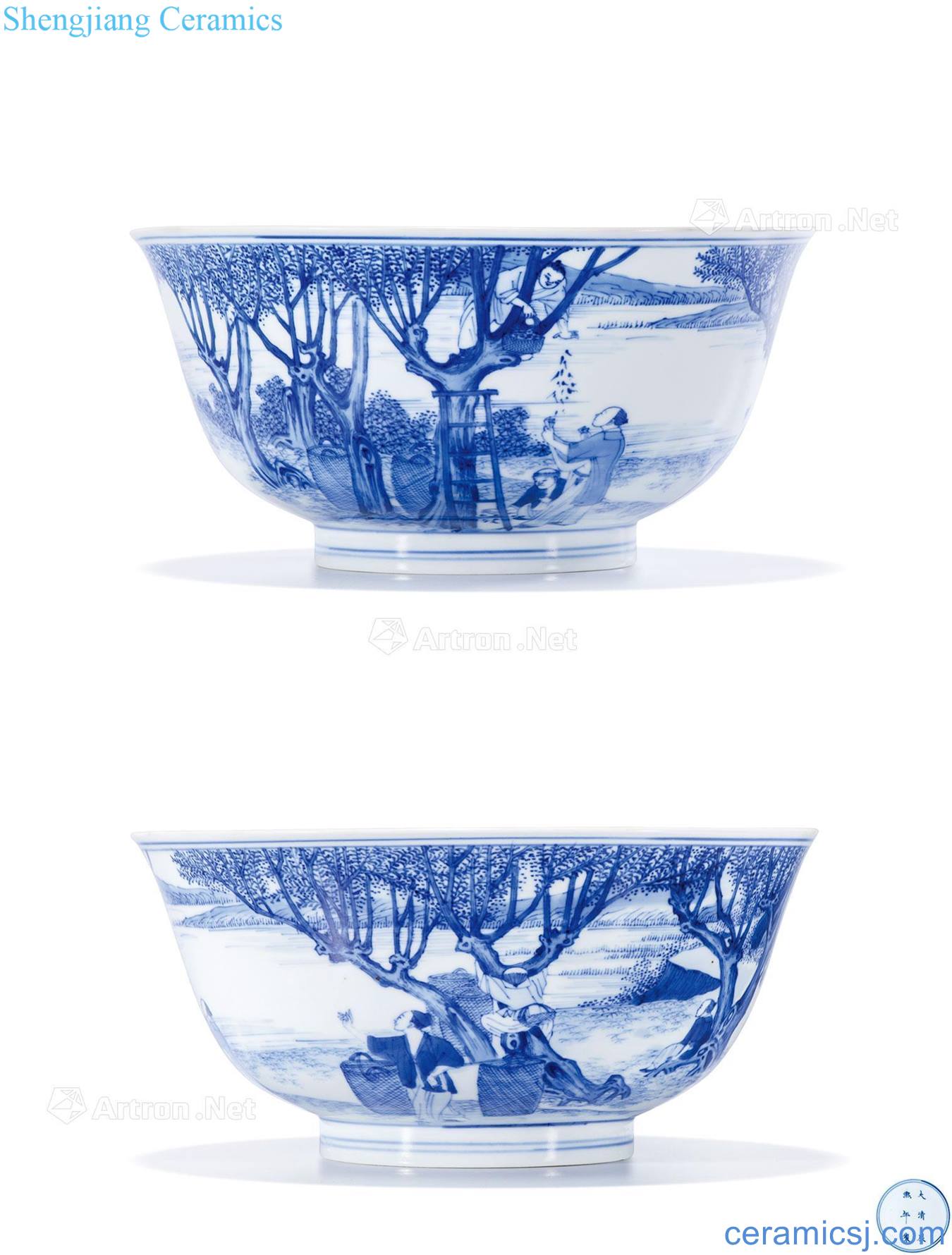 The qing emperor kangxi porcelain "plow weave diagram" bowl "picking mulberry" diagram
