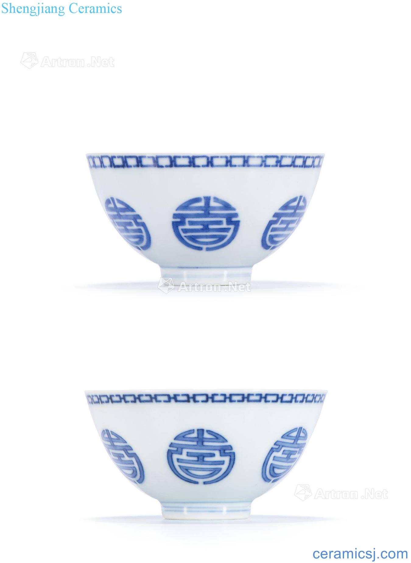 Qing yongzheng blue group long-lived grain cup (a)