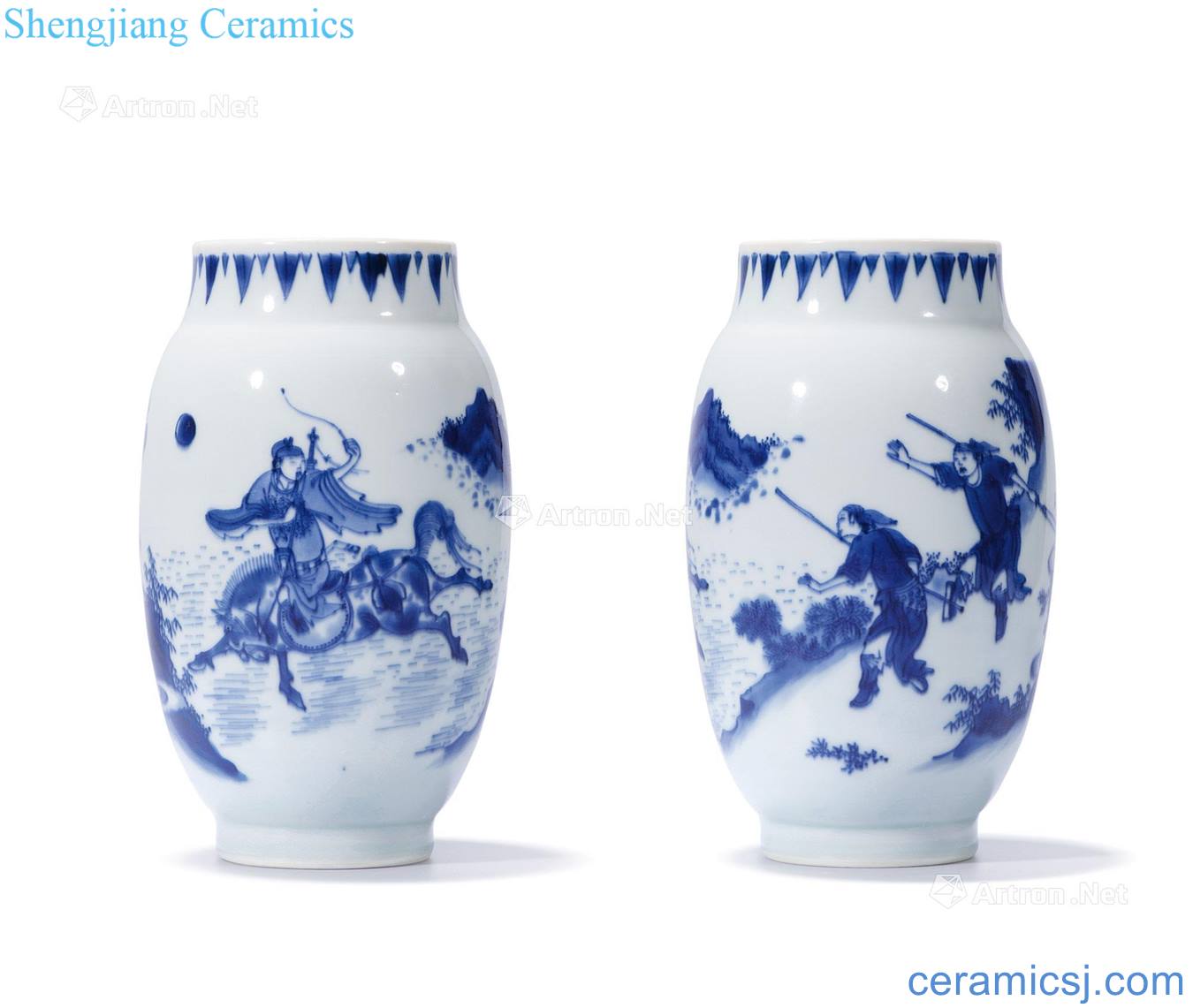 Ming chongzhen Blue and white Liu Beiyue horse TanXi lotus seed tank
