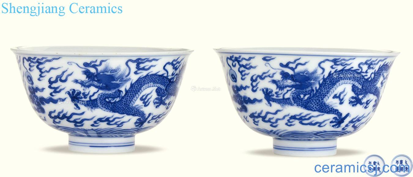 The qing emperor kangxi Blue and white YunLongWen bowl (a)