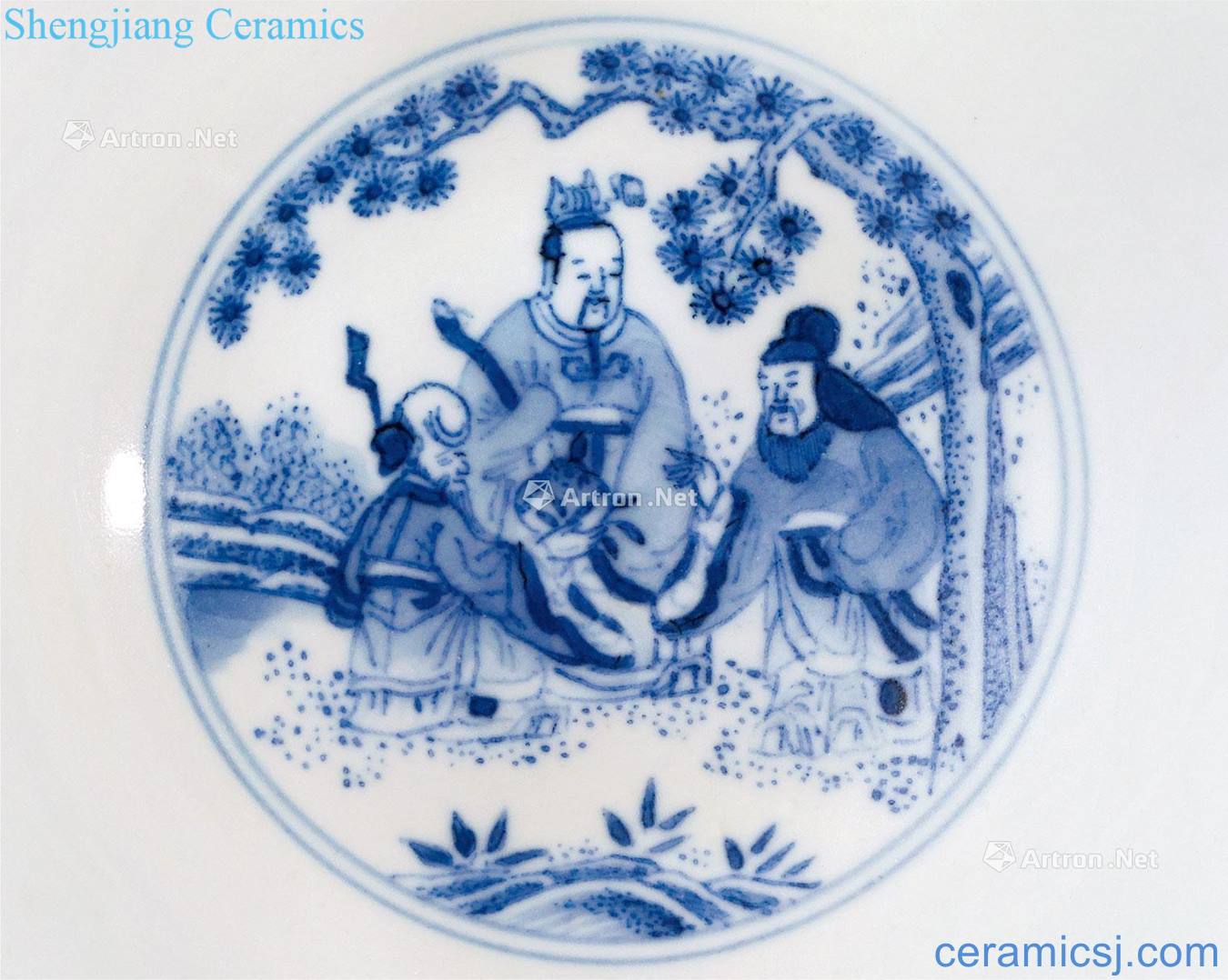 Qing daoguang Blue and white figure bowl eight immortals birthday