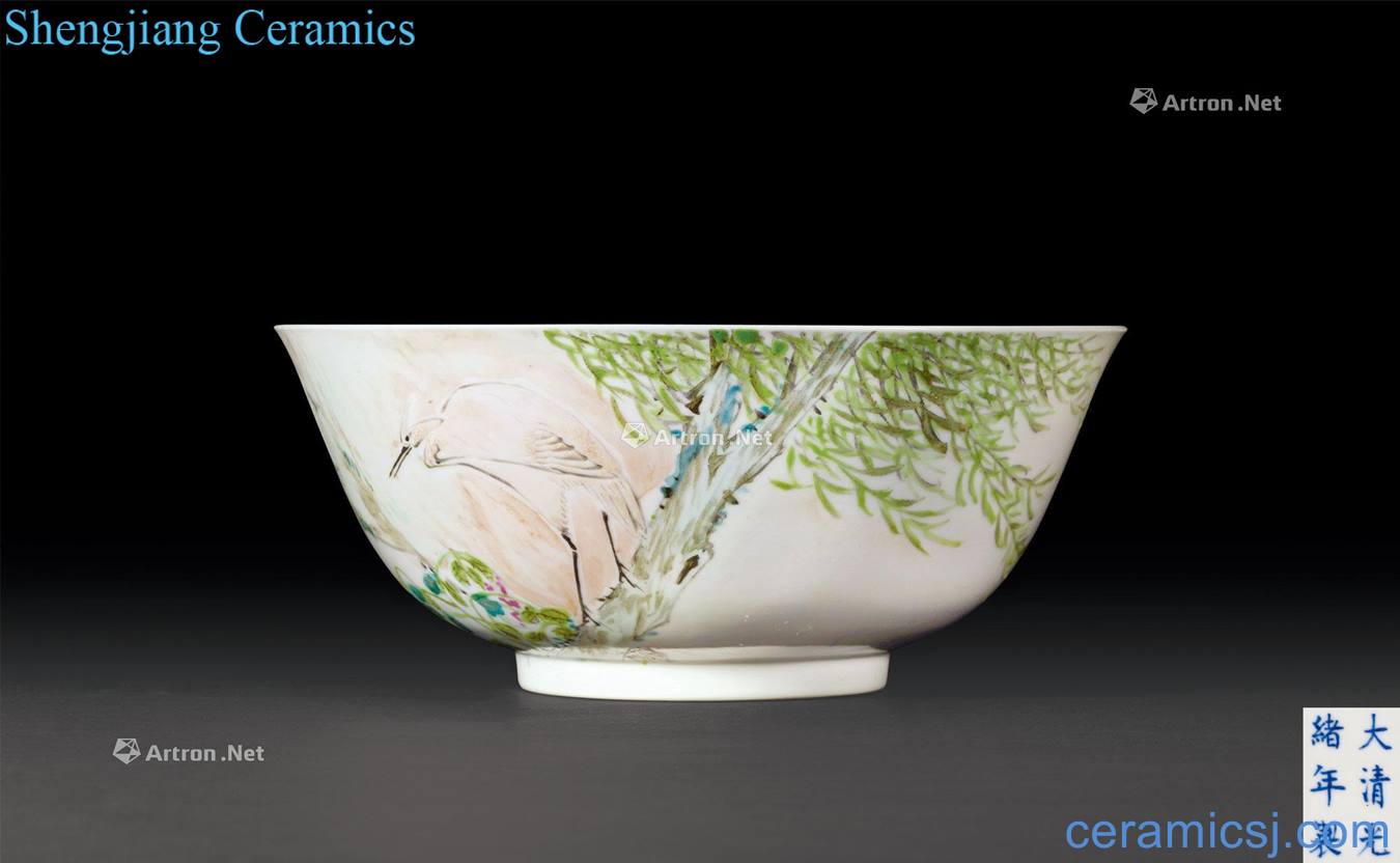 Qing guangxu Shallow purple color branches classical figure bowl