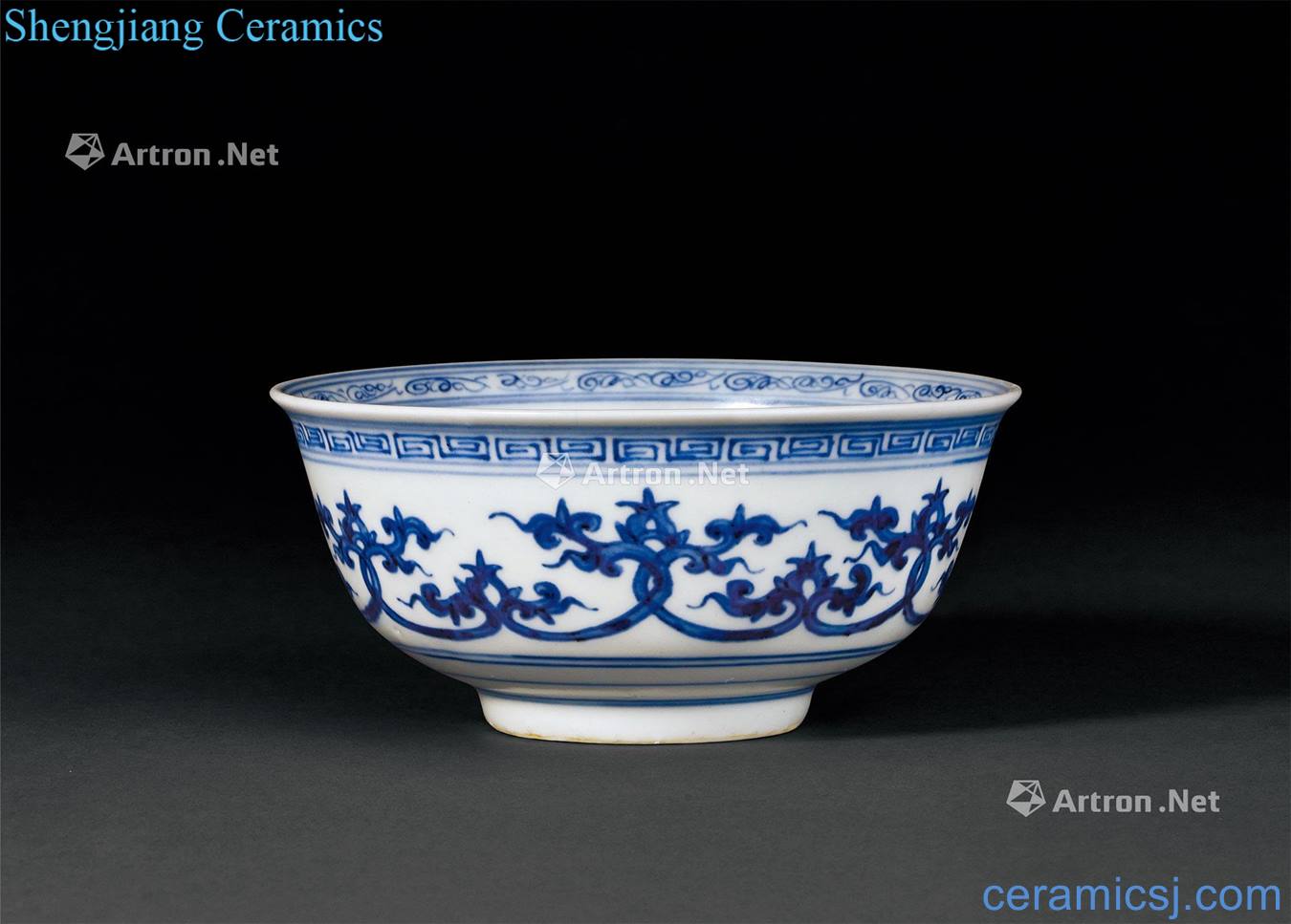 Ming dynasty Blue and white flower lotus pond yuanyang figure around branches bowl