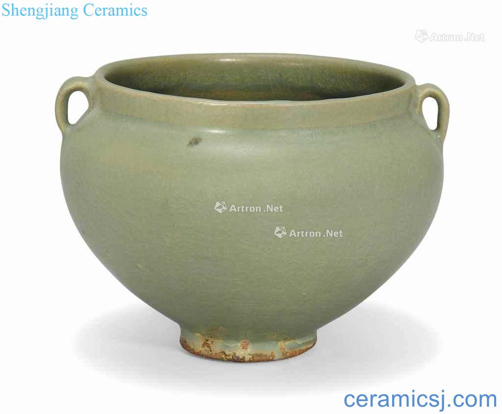In the Ming dynasty (1368-1368) A CELADON CRACKLE - GLAZED TWO - HANDLED CENSER