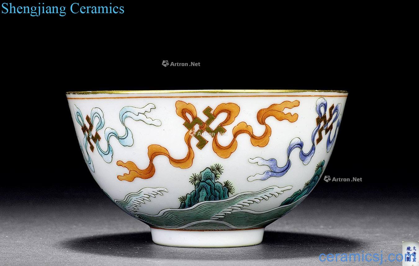 Qing xuantong pastel stays green-splashed bowls