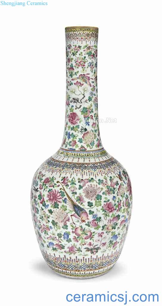 In the 19th century A LARGE FAMILLE ROSE BOTTLE VASE