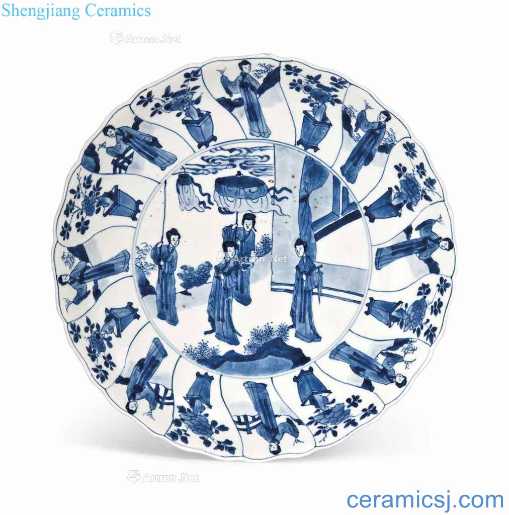 Kangxi period (1662-1722), A BLUE AND WHITE MOULDED DISH