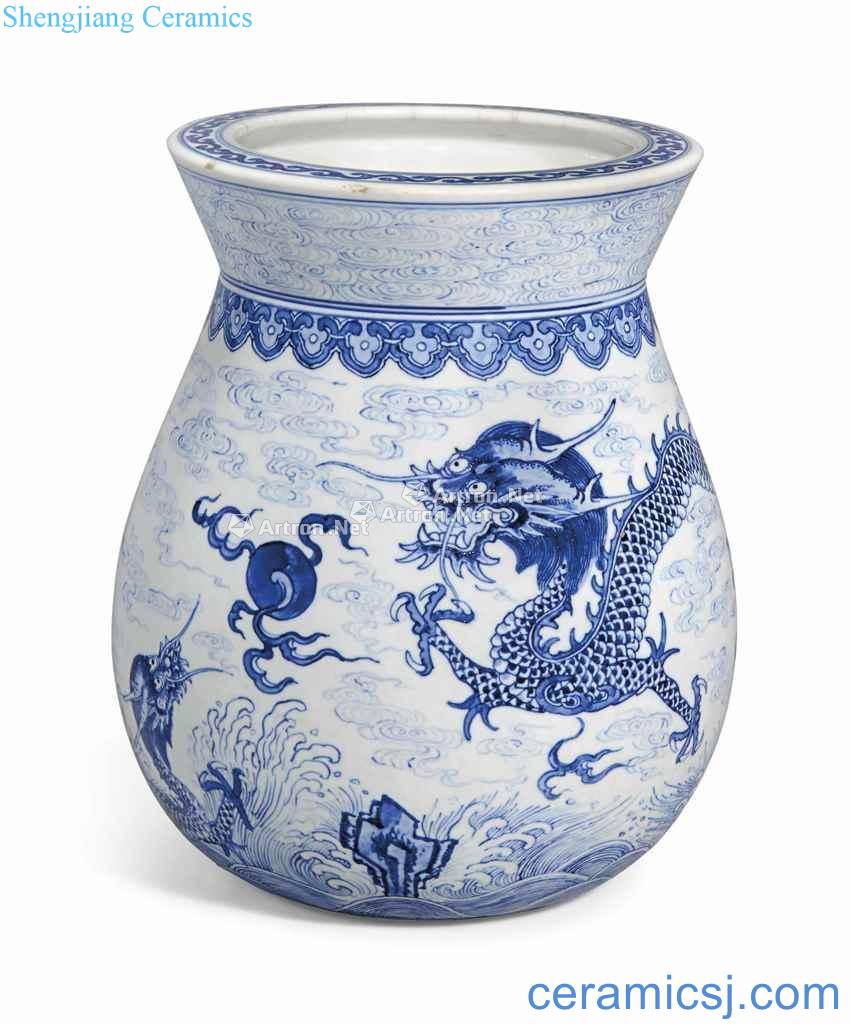 Qianlong (1736-1795), A BLUE AND WHITE VASE "DRAGON", BAOFU ZUN