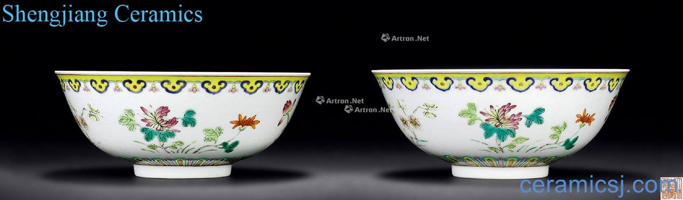 Qing jiaqing pastel flowers green-splashed bowls (a)