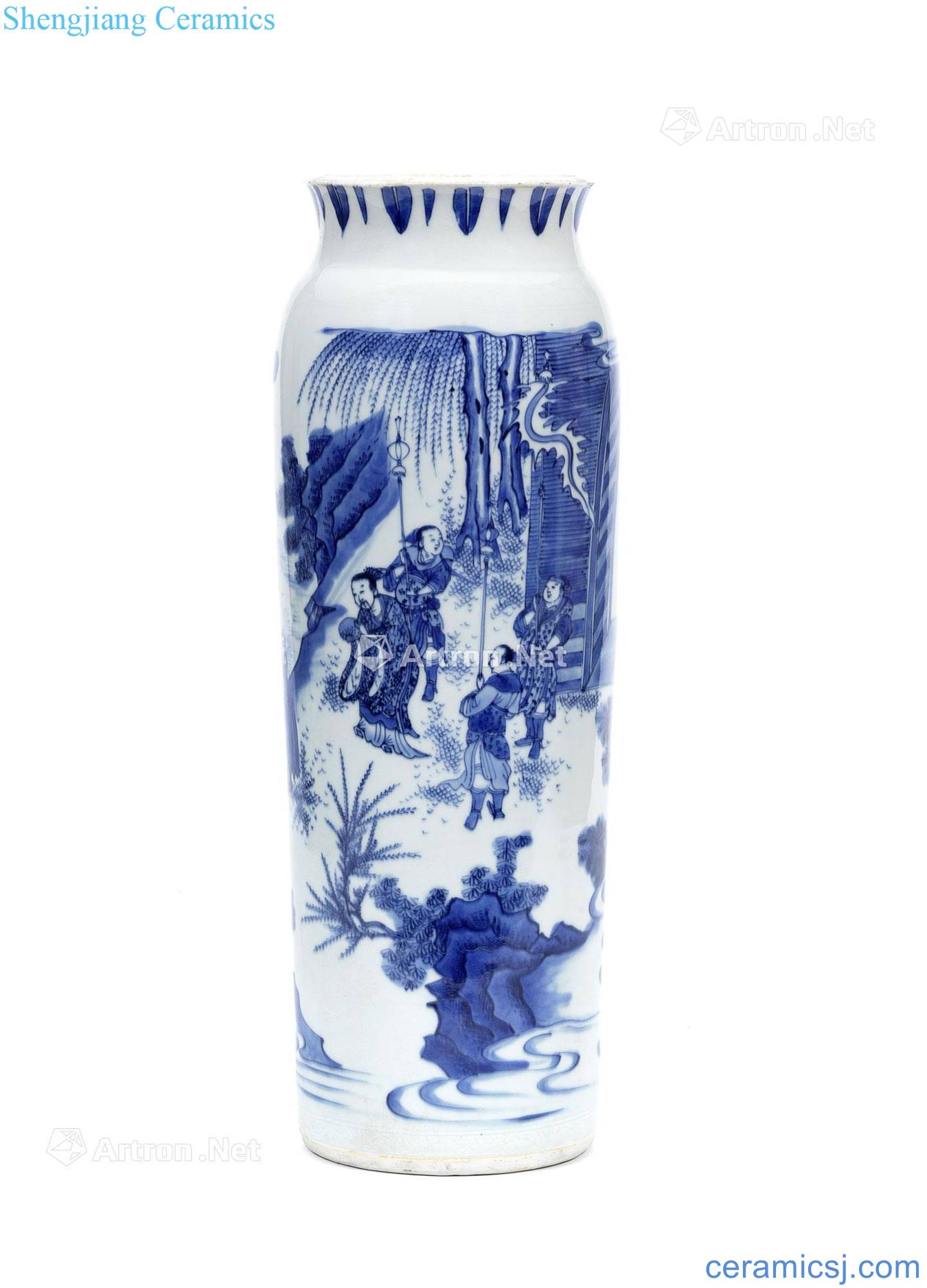 Blue and white weibin visit xian Ming chongzhen figure bottles