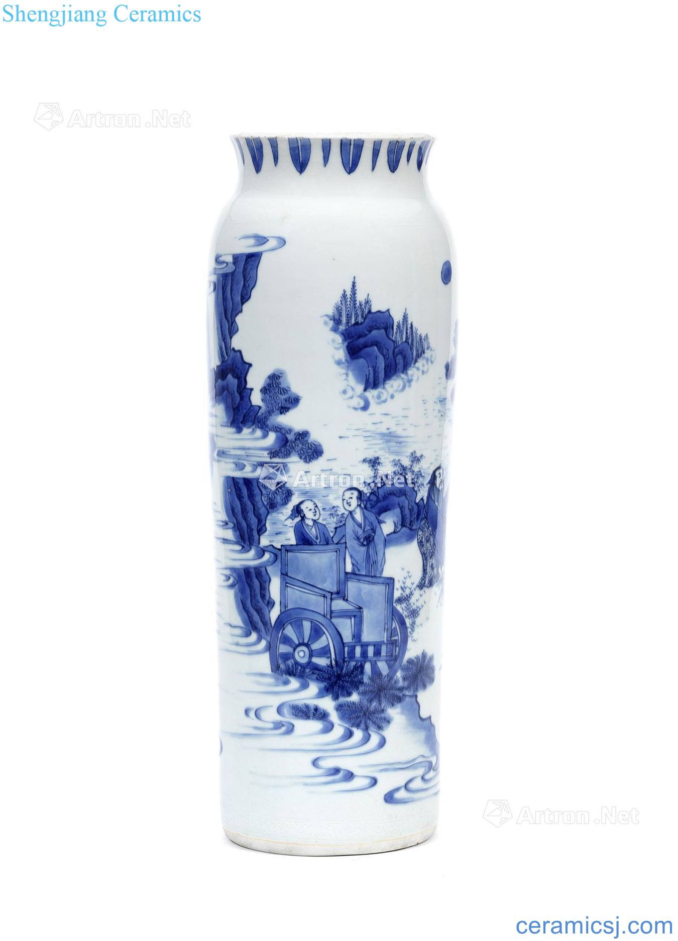 Blue and white weibin visit xian Ming chongzhen figure bottles