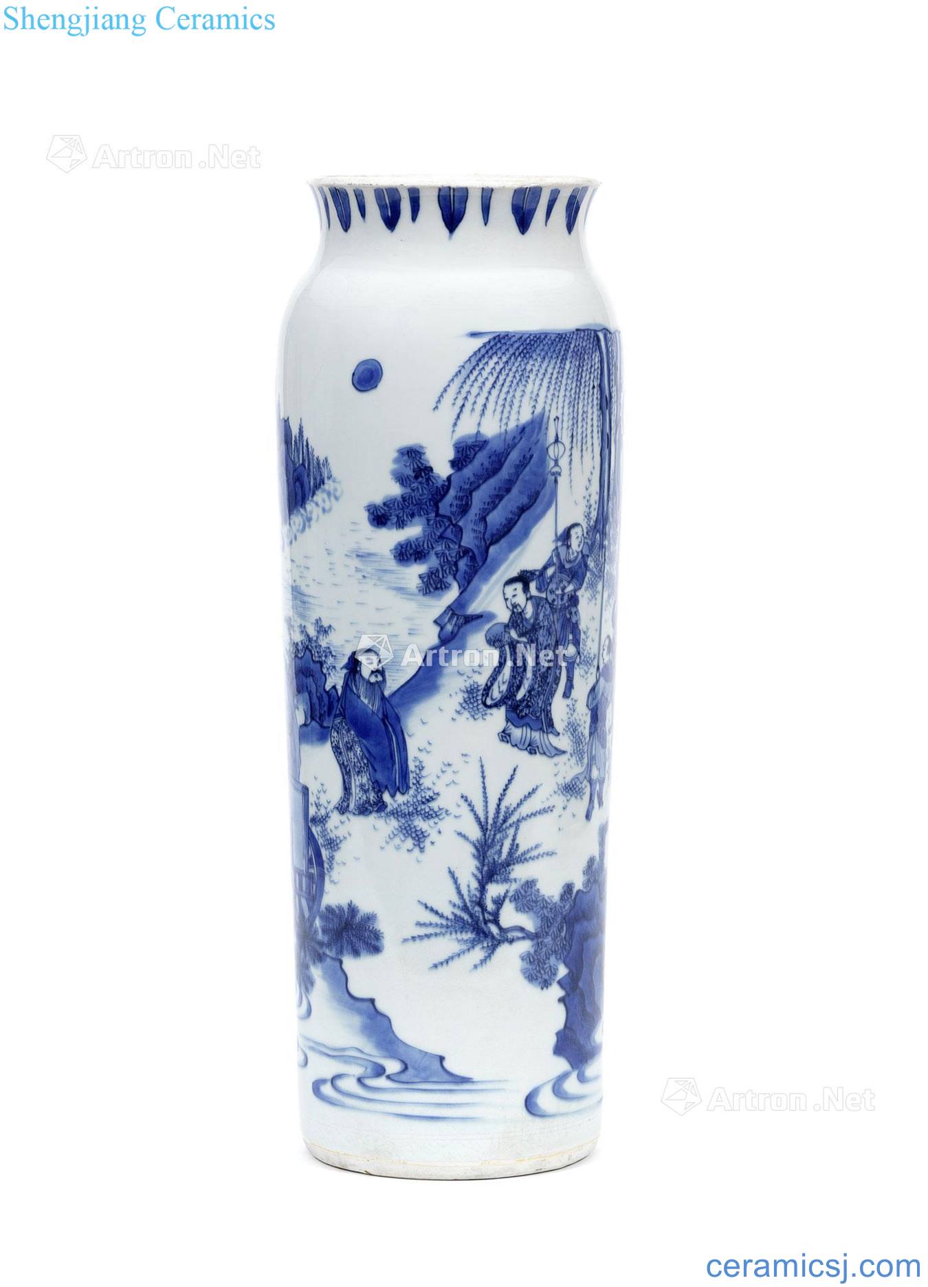 Blue and white weibin visit xian Ming chongzhen figure bottles