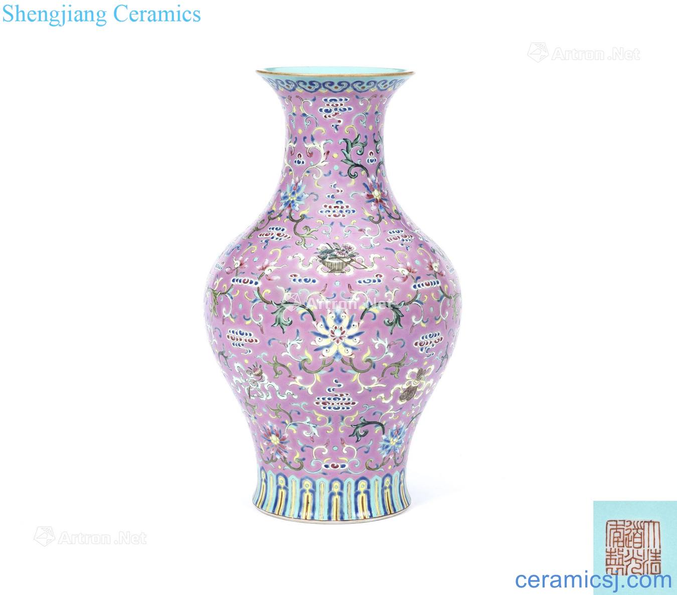 Clear light pink to dark the eight immortals grain olive bottle put lotus flower