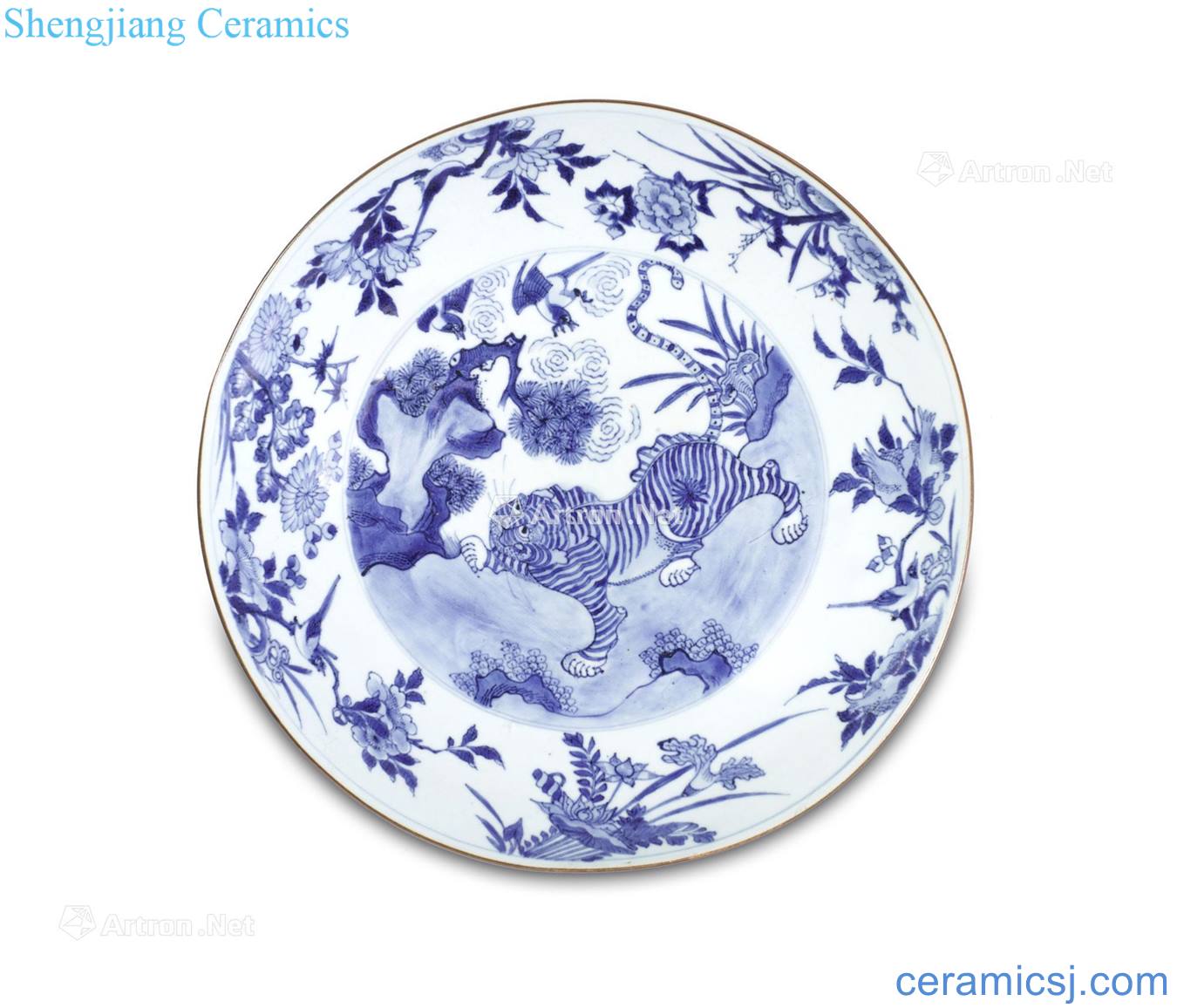 Qing shunzhi Blue and white figure plate internationally
