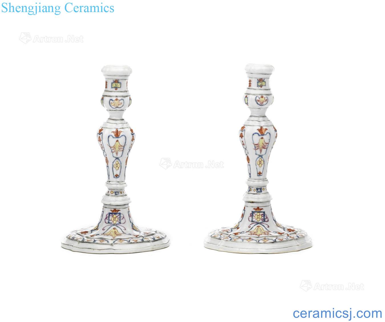 Qing qianlong pastel export candlestick (a)