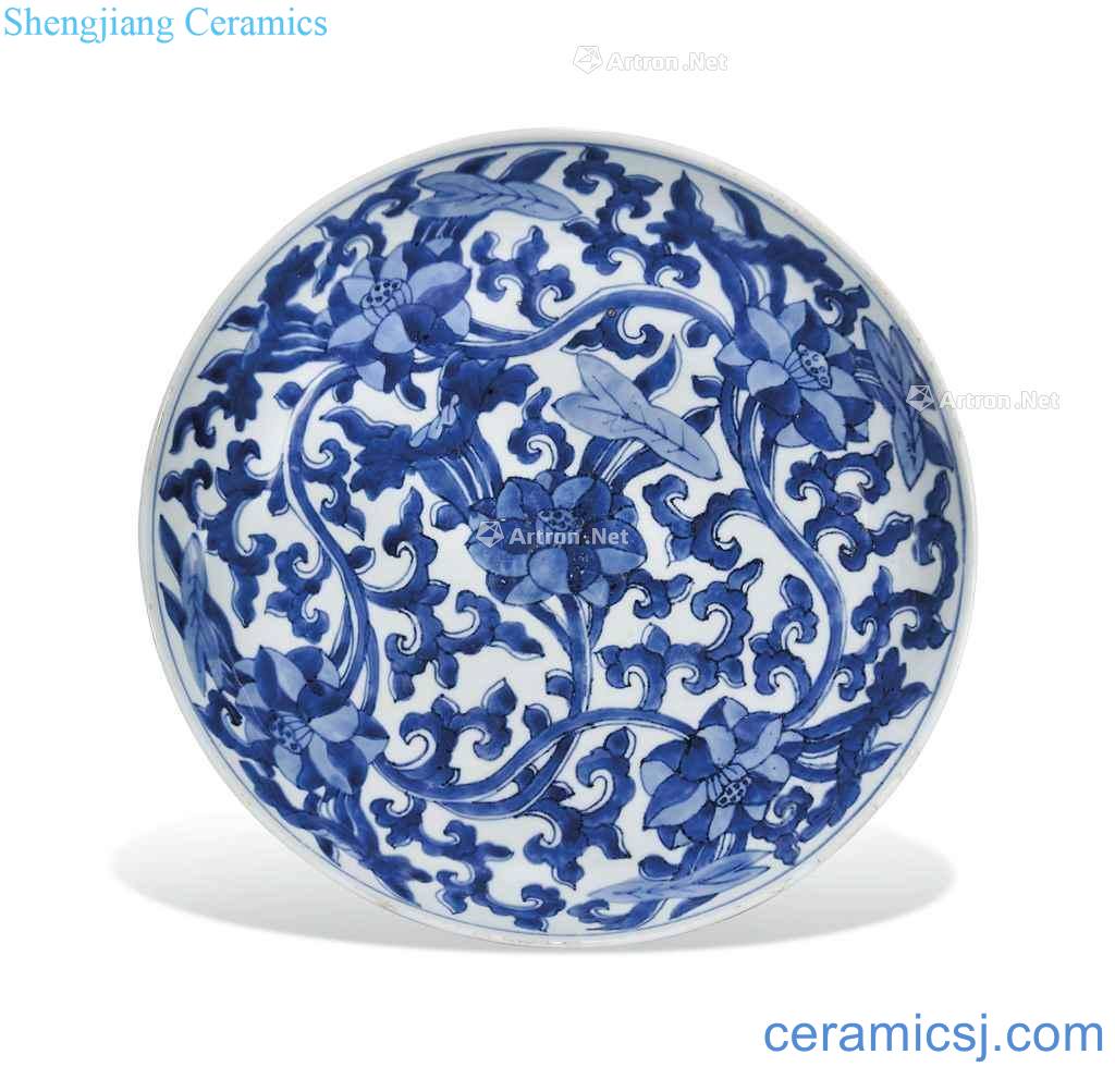 The qing emperor kangxi (1662 ~ 1722). A BLUE AND WHITE "LOTUS" DISH