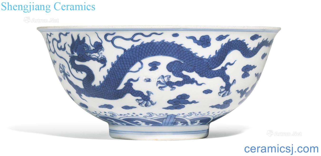 Qing qianlong blue waves 盌 flying pattern