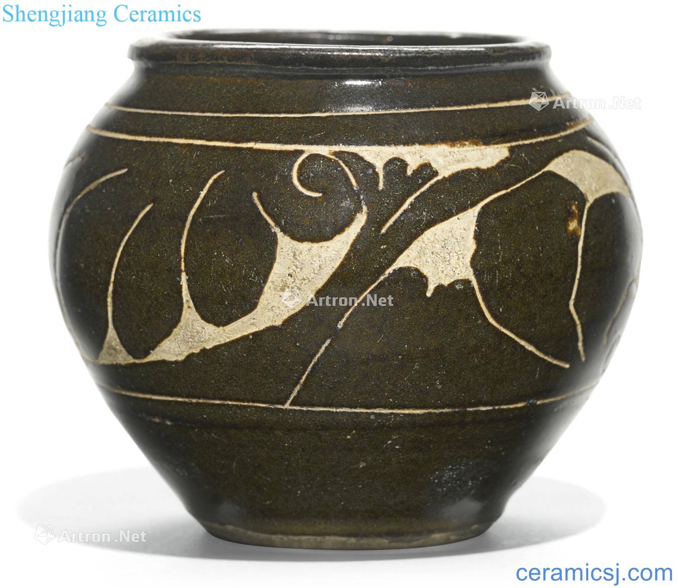 Northern song dynasty/gold Black glaze magnetic state kiln carved decorative pattern