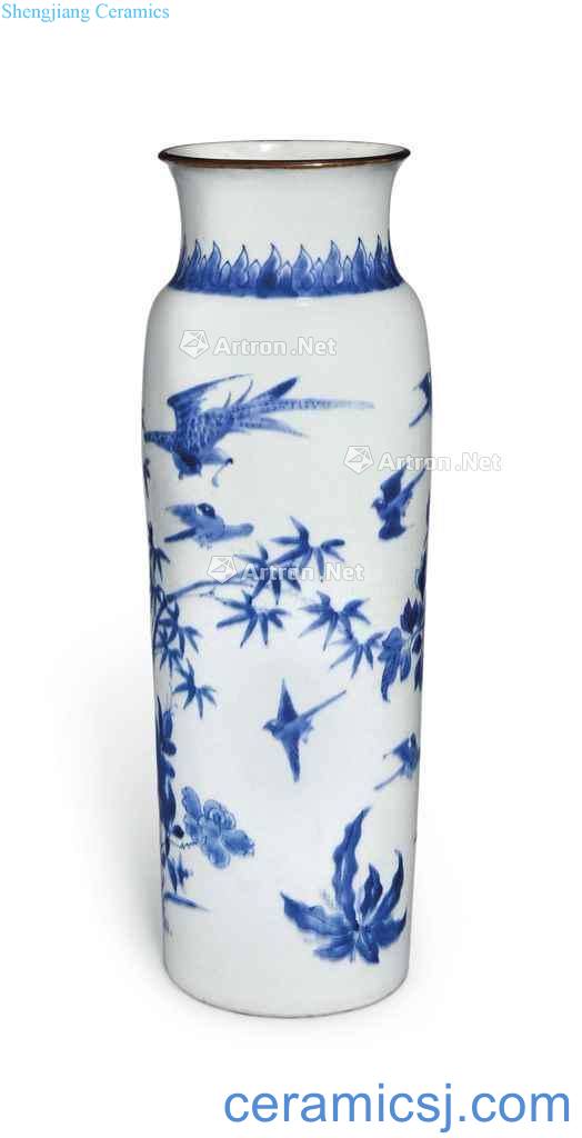 Ming chongzhen ~ qing shunzhi (1628 ~ 1661). A BLUE AND WHITE SLEEVE VASE