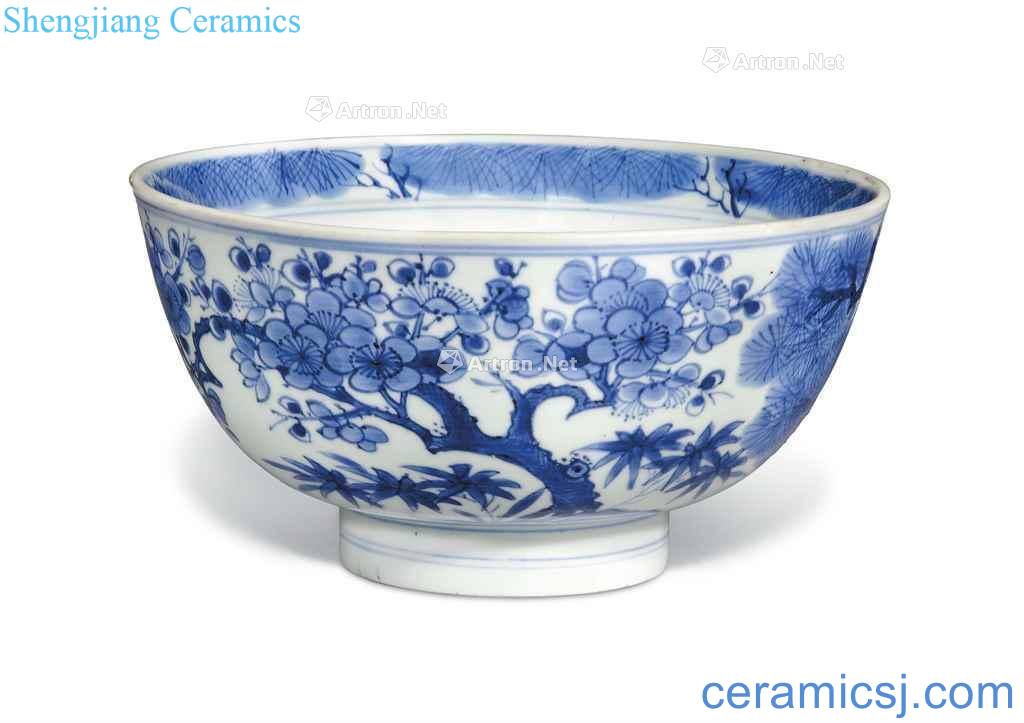 The qing emperor kangxi (1662 ~ 1722). A BLUE AND WHITE "THREE FRIENDS OF WINTER" to use