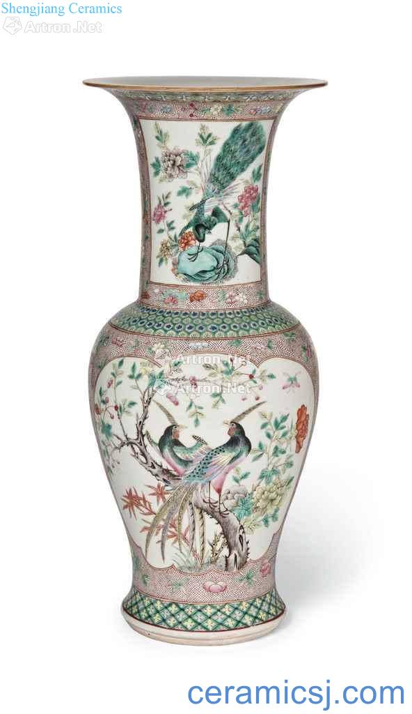 In the 19th century A FAMILLE ROSE 'PHOENIX TAIL "VASE
