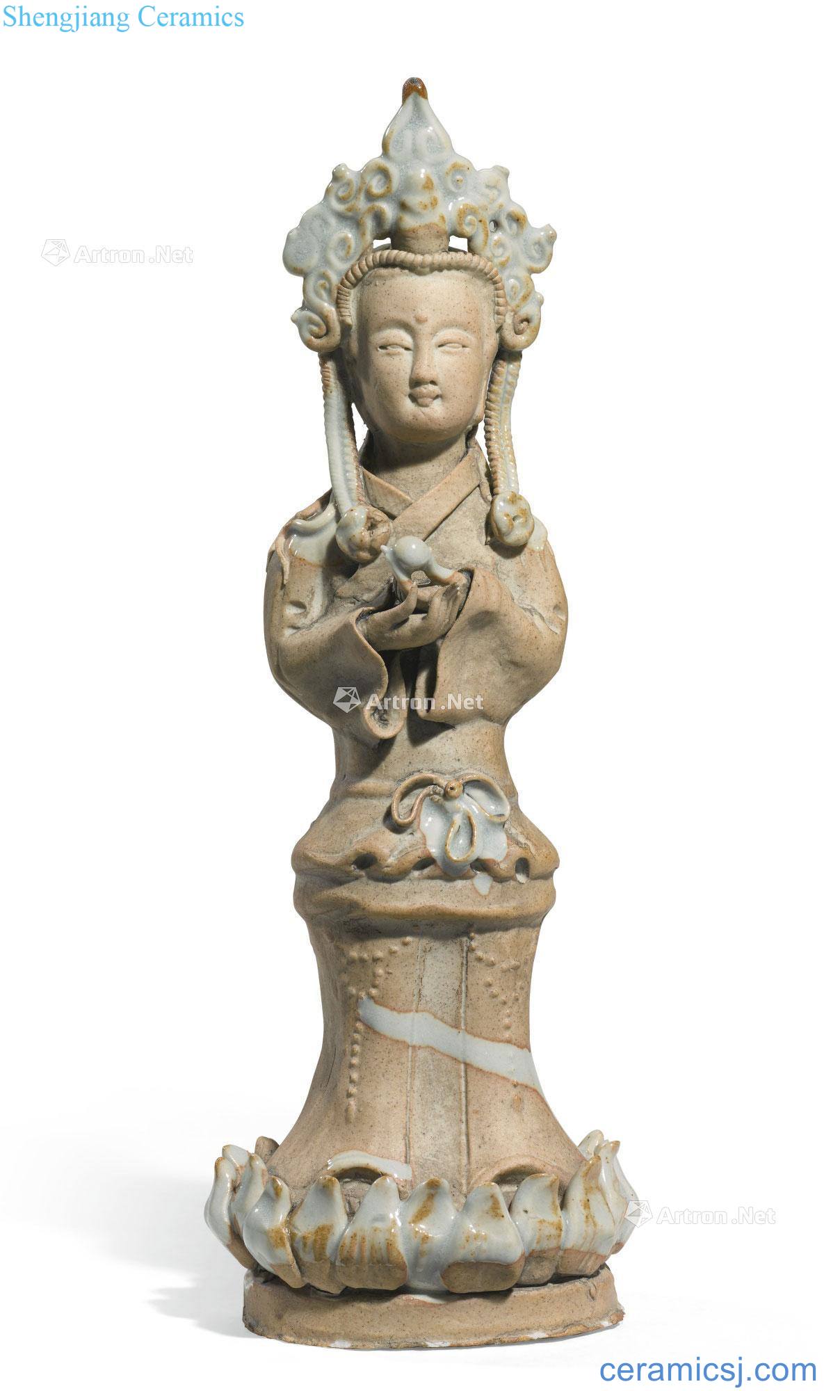 Song/yuan Green stands resemble white glaze bodhisattva