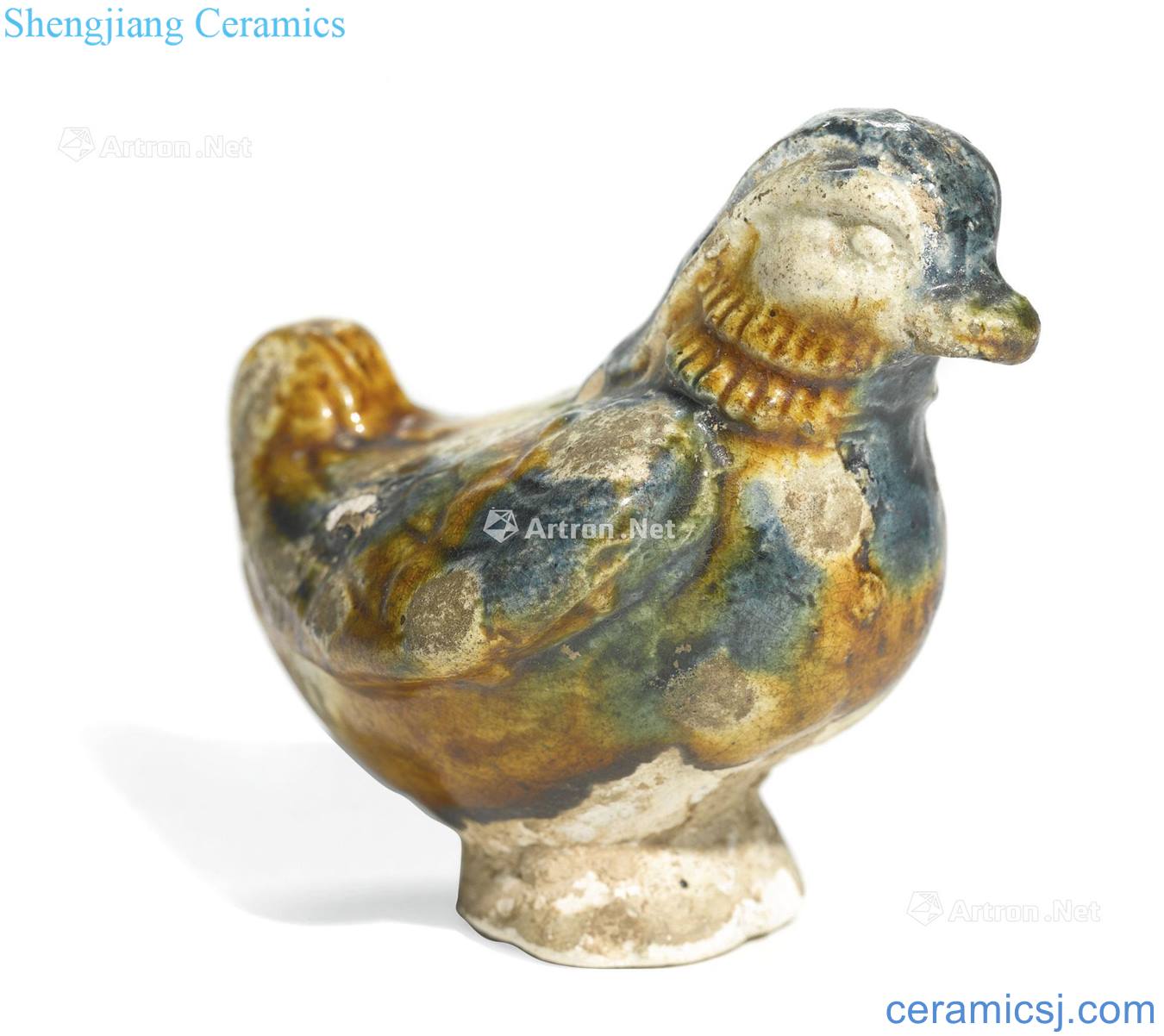 Tang three painted pottery duck