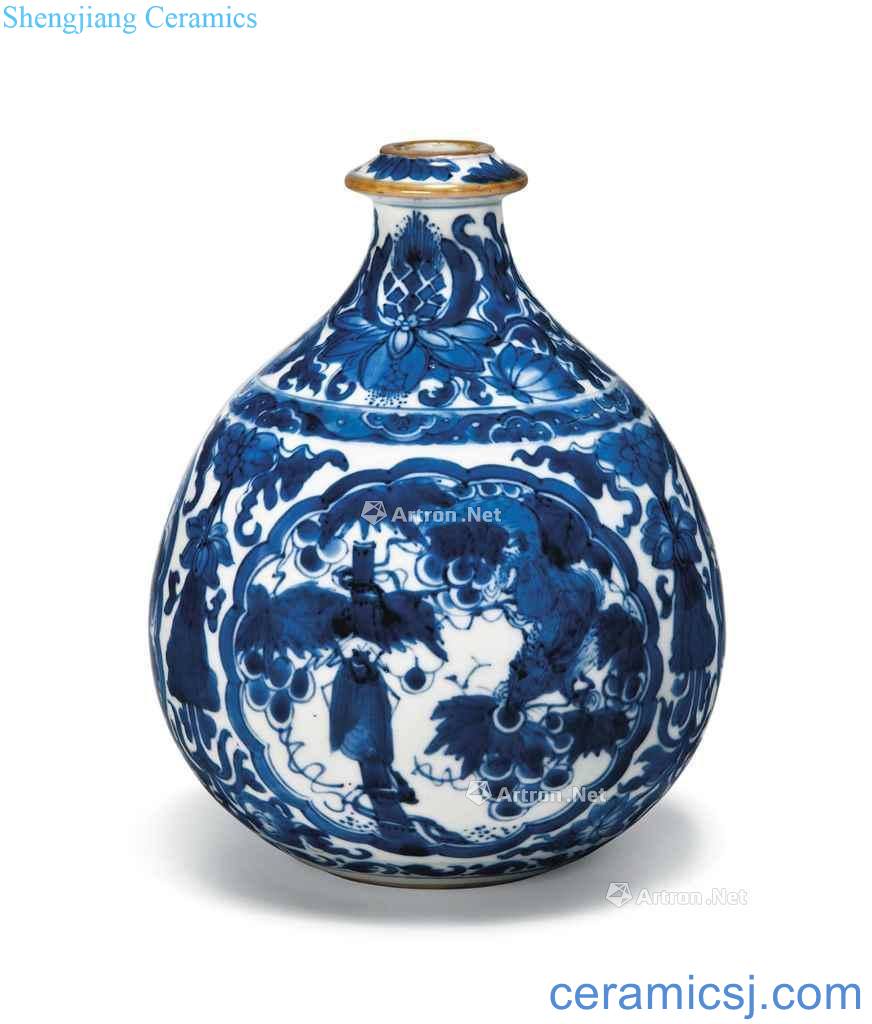 The qing emperor kangxi (1662 ~ 1722). A BLUE AND WHITE HOOKAH BASE