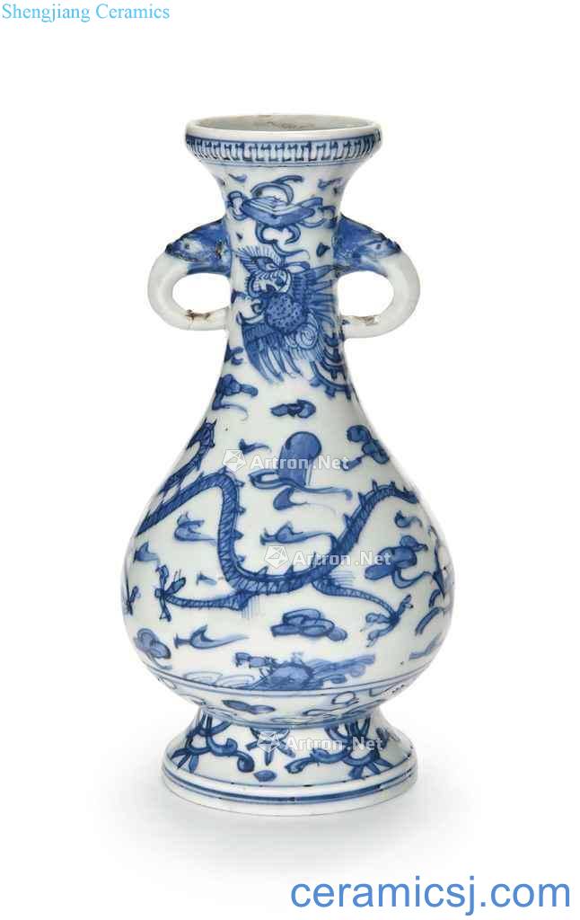 Ming, A 17th century BLUE AND WHITE "DRAGON AND PHOENIX" VASE