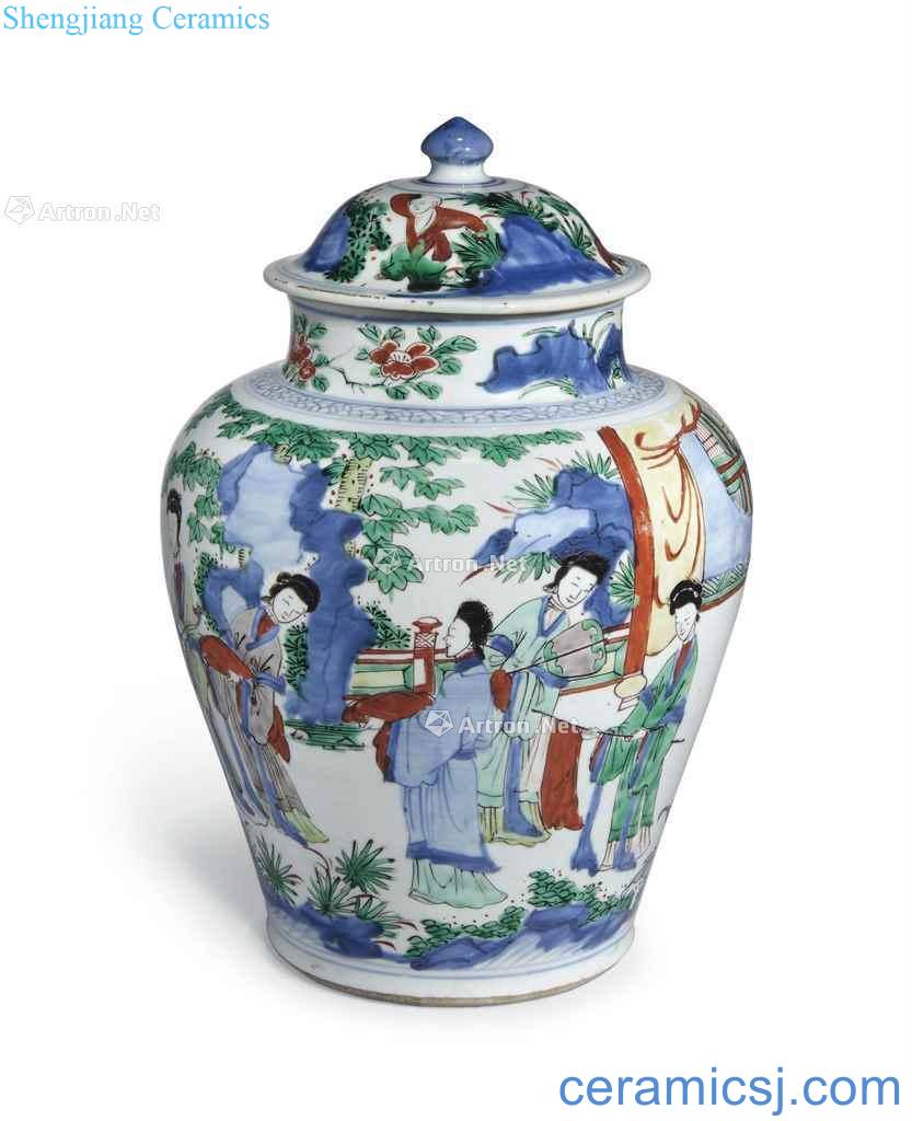 Qing shunzhi (1644 ~ 1661) A WUCAI JAR AND COVER