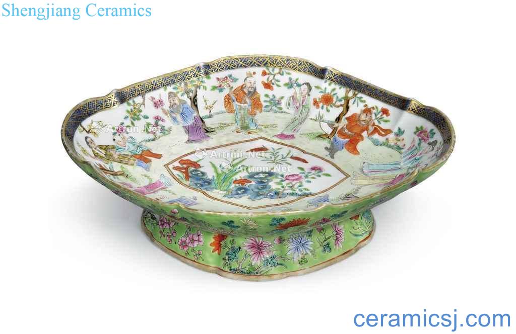 In the 19th century A FAMILLE ROSE ' 'IMMORTALS' STEM DISH