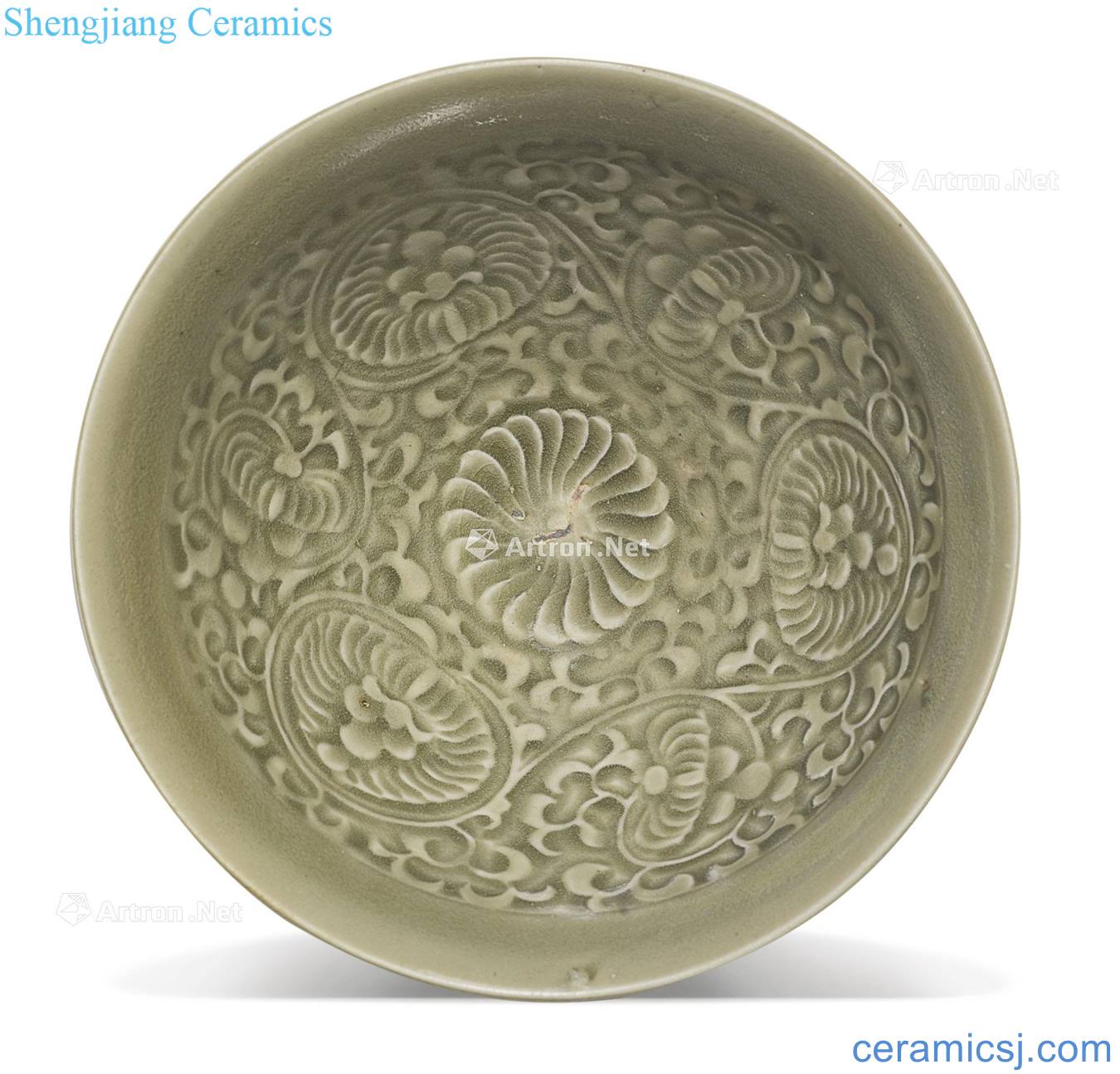 Northern song dynasty Yao state kiln green glaze peony grains 盌