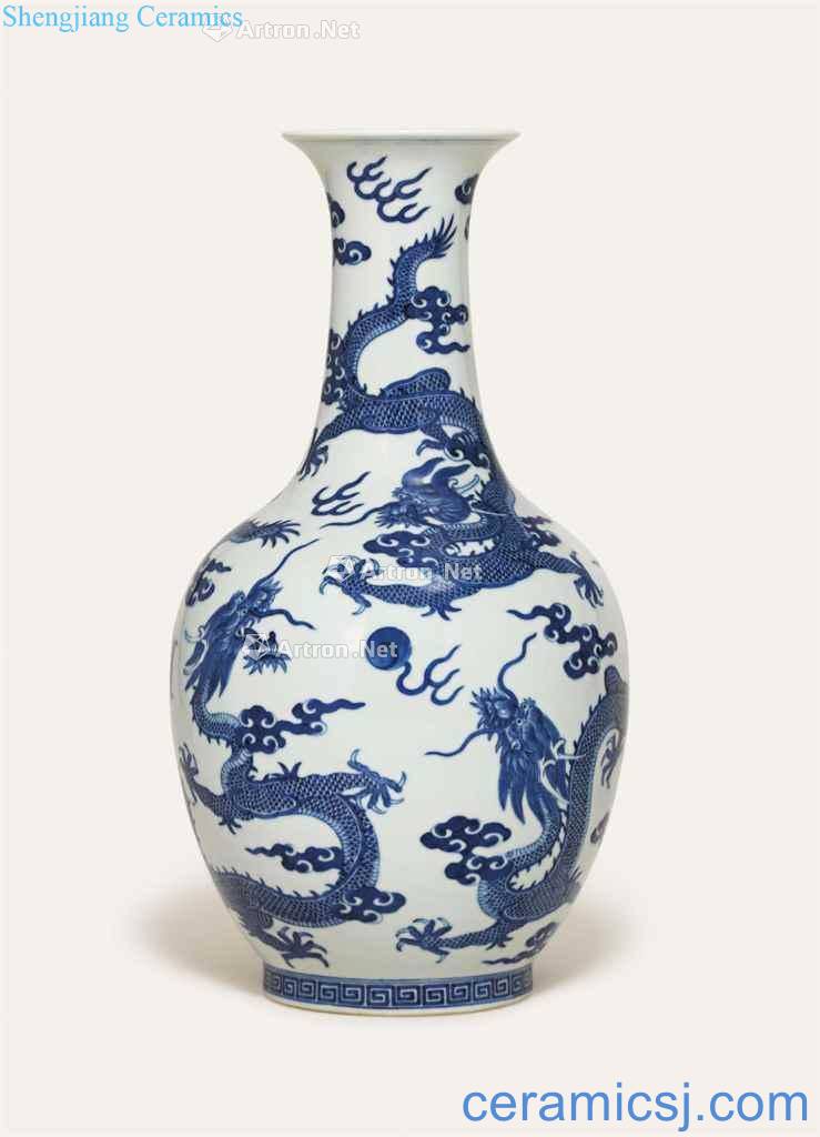 A BLUE AND WHITE "SIX - DRAGON VASE
