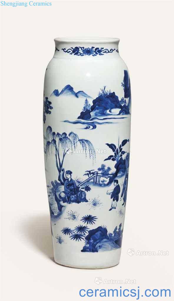 Transition period, about 1630-1650 - A BLUE AND WHITE SLEEVE VASE