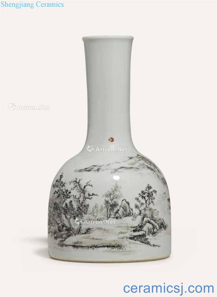 Yongzheng period (1723-1735), A RARE GRISAILLE - DECORATED "MALLET" VASE