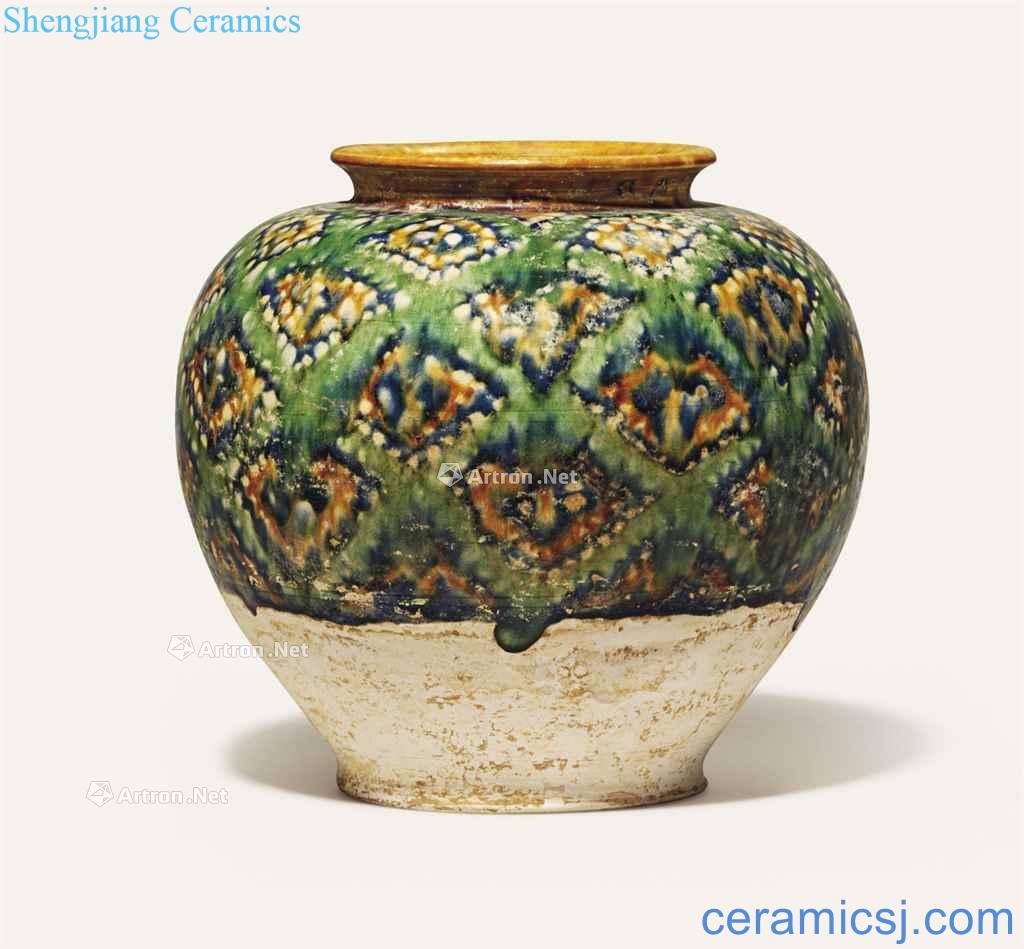 The tang dynasty (618-907), A RARE SANCAI - GLAZED POTTERY JAR