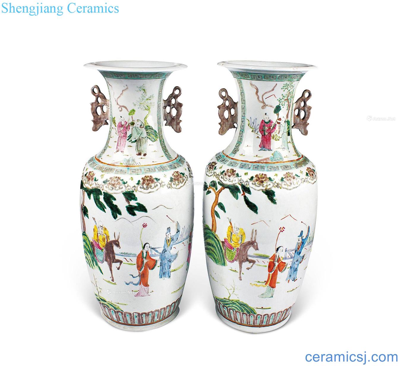 Pastel in qing dynasty the eight immortals characters left ears mouth bottle (a)