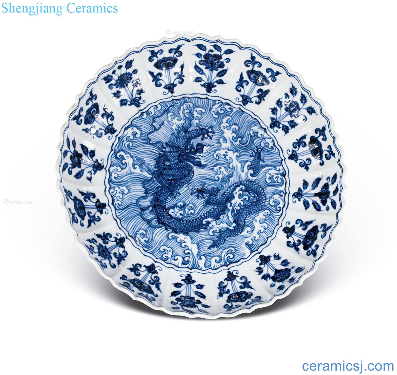 Ming yongle Blue sea dragon aoi plate
