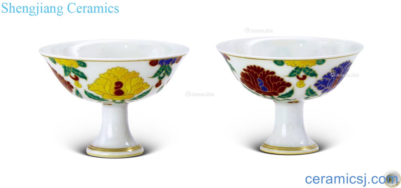 in Paint colorful flower grain footed cup (a)
