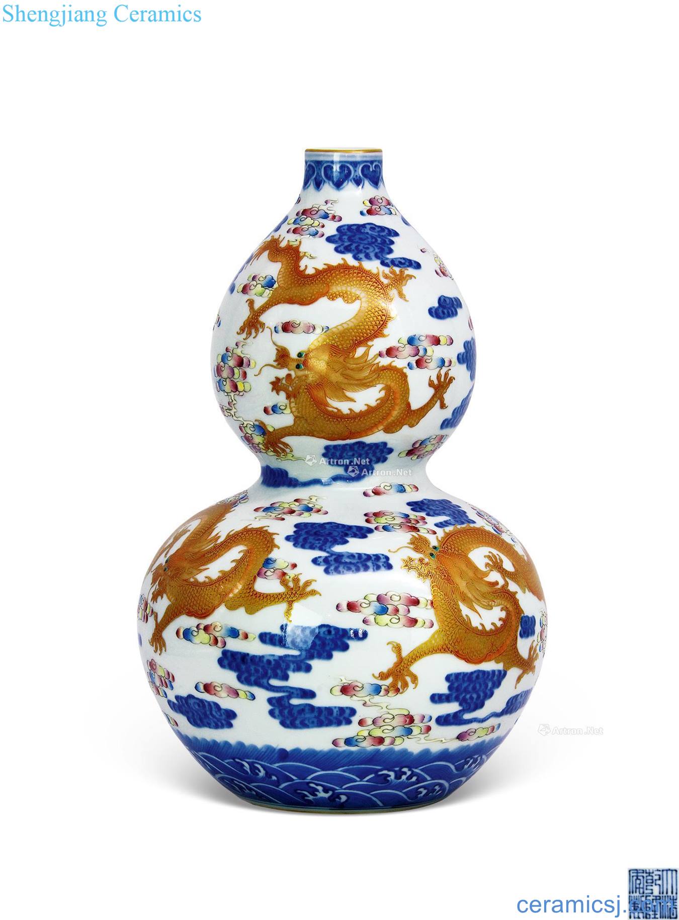 Qing qianlong enamel paint YunLongWen gourd bottle
