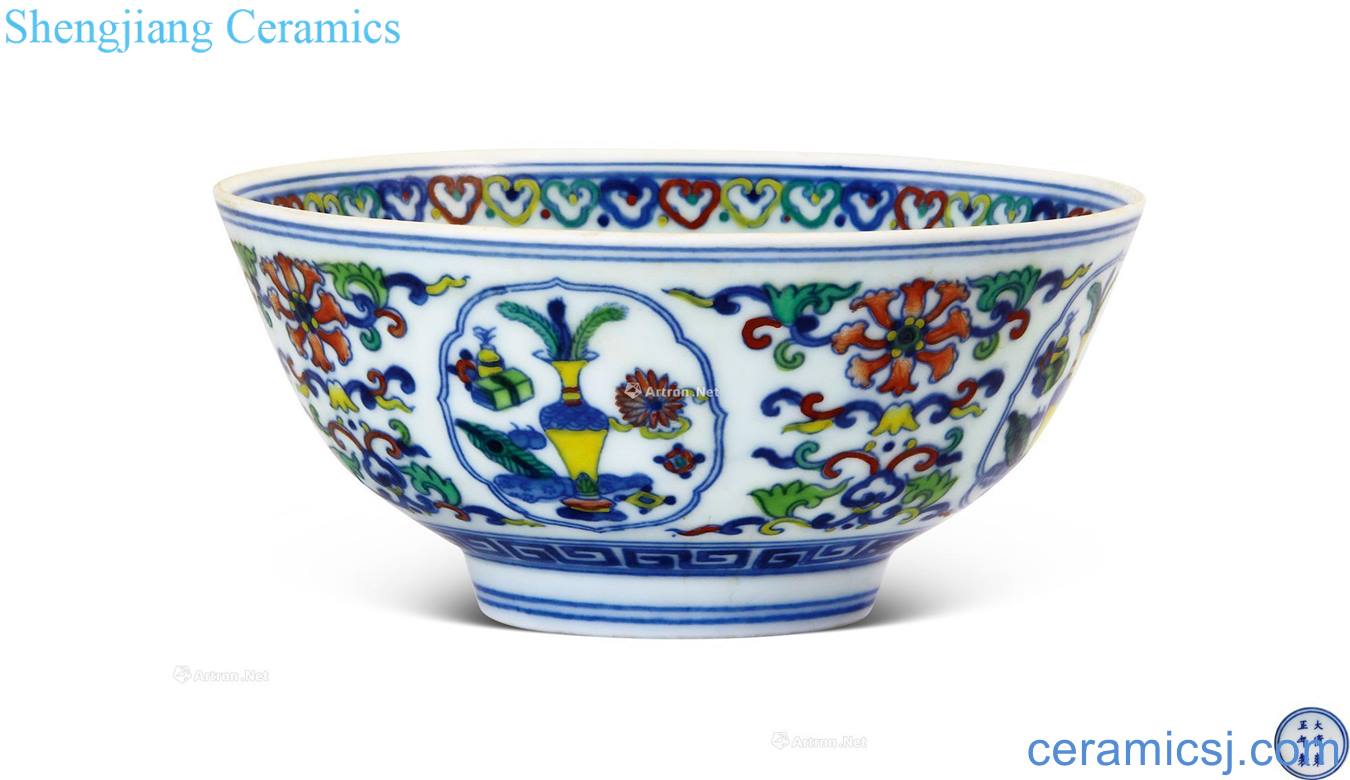 Qing yongzheng bucket color flower pattern window small bowl